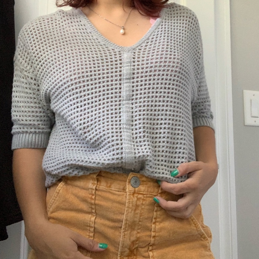 Gray Semi See Through Ann Taylor Top